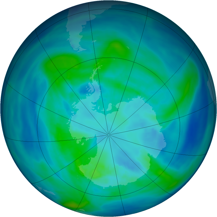 Antarctic ozone map for 06 April 2006